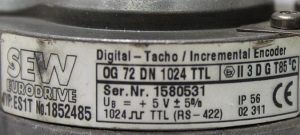 مشخصات فنی انکودر OG 72 DN 1024 TTL برند SEW