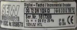 مشخصات فنی انکودر OG 72 DN 1024 CI برند SEW