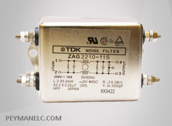 نویز فیلتر ZAG2210-11S | ZAG 2210-11S TDK | نویز فیلتر 10 آمپر تک فاز پیمان الکتریک
